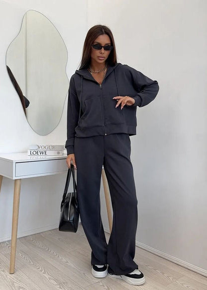 Merlot Relaxed Fit Hoodie and Wide-leg Pants Set – ’s Loungewear Two-piece
