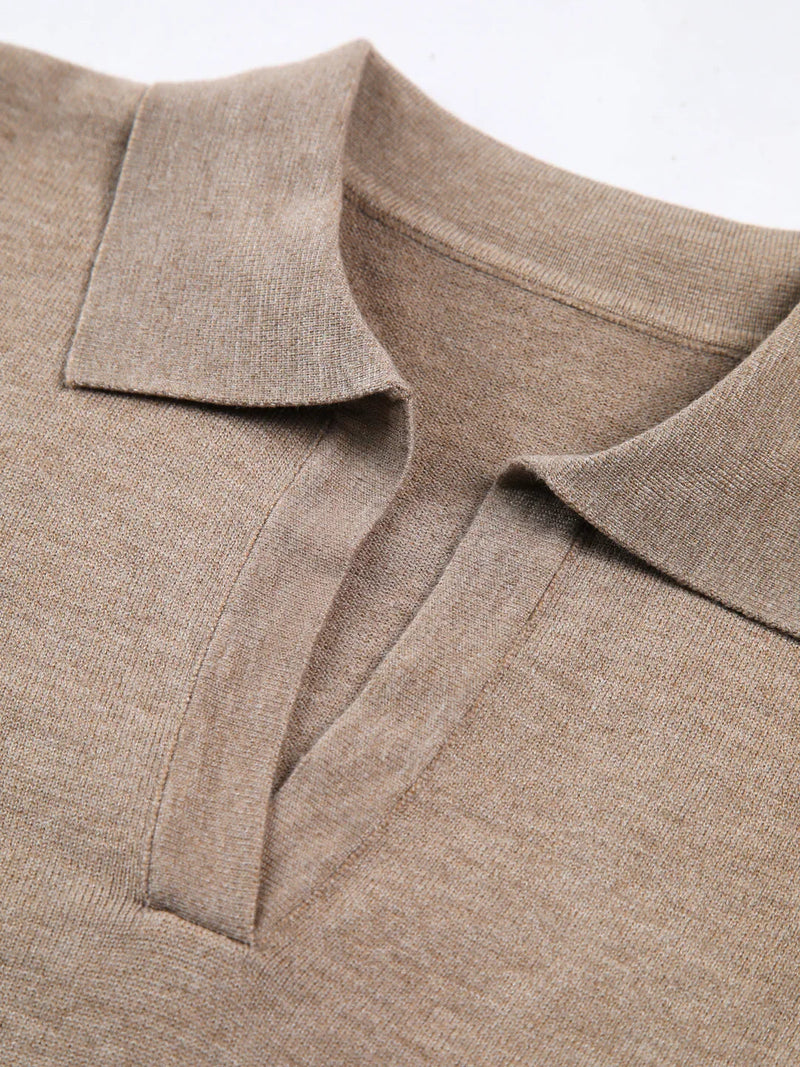 Minimalist Style Knit Polo Sweater