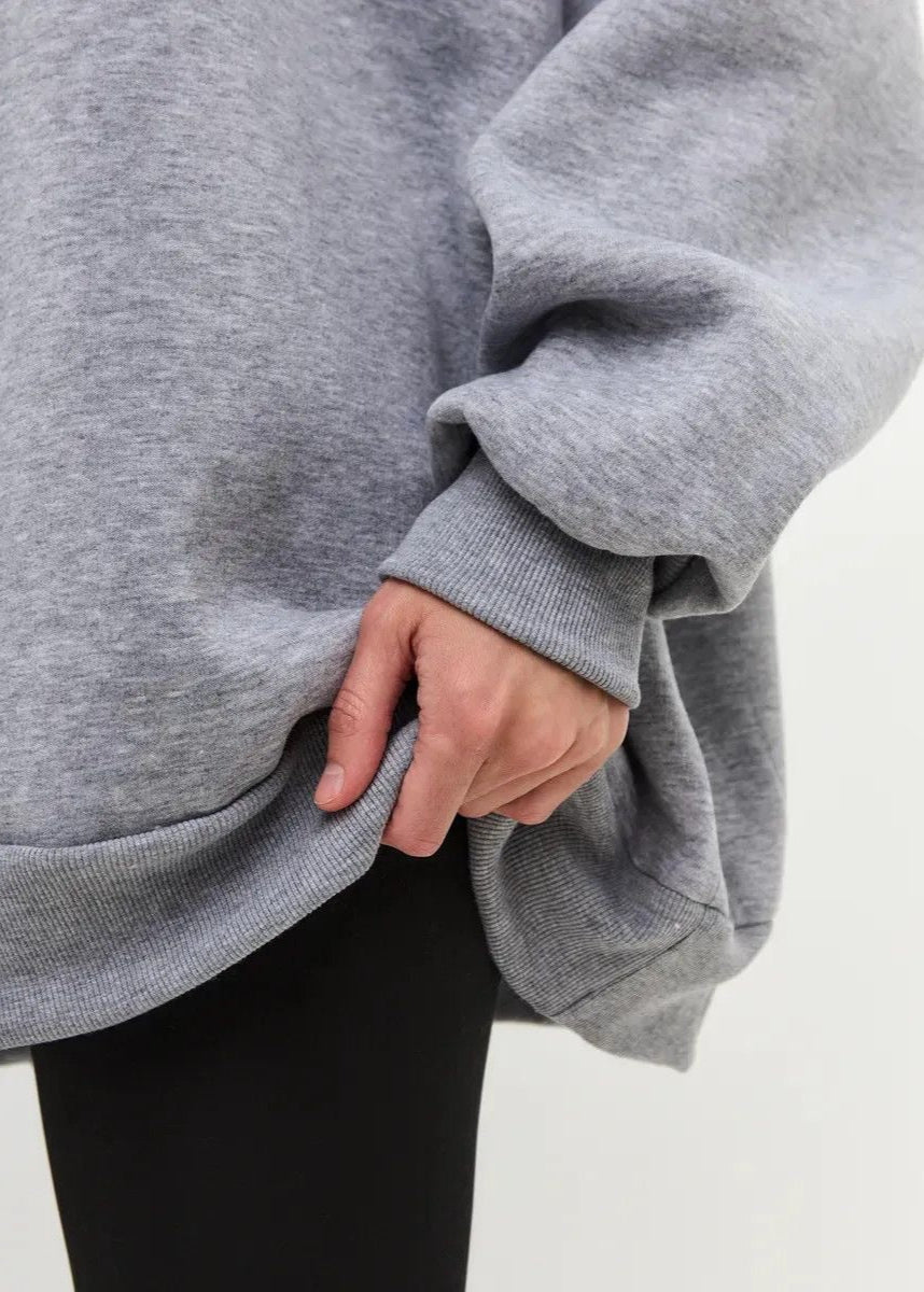 White Oversized Crewneck Sweatshirt – ’s Longline Fleece Pullover