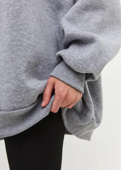White Oversized Crewneck Sweatshirt – ’s Longline Fleece Pullover