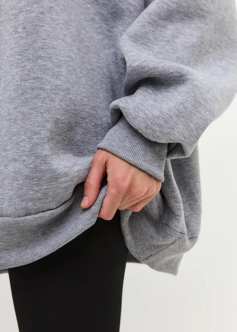 White Oversized Crewneck Sweatshirt – ’s Longline Fleece Pullover