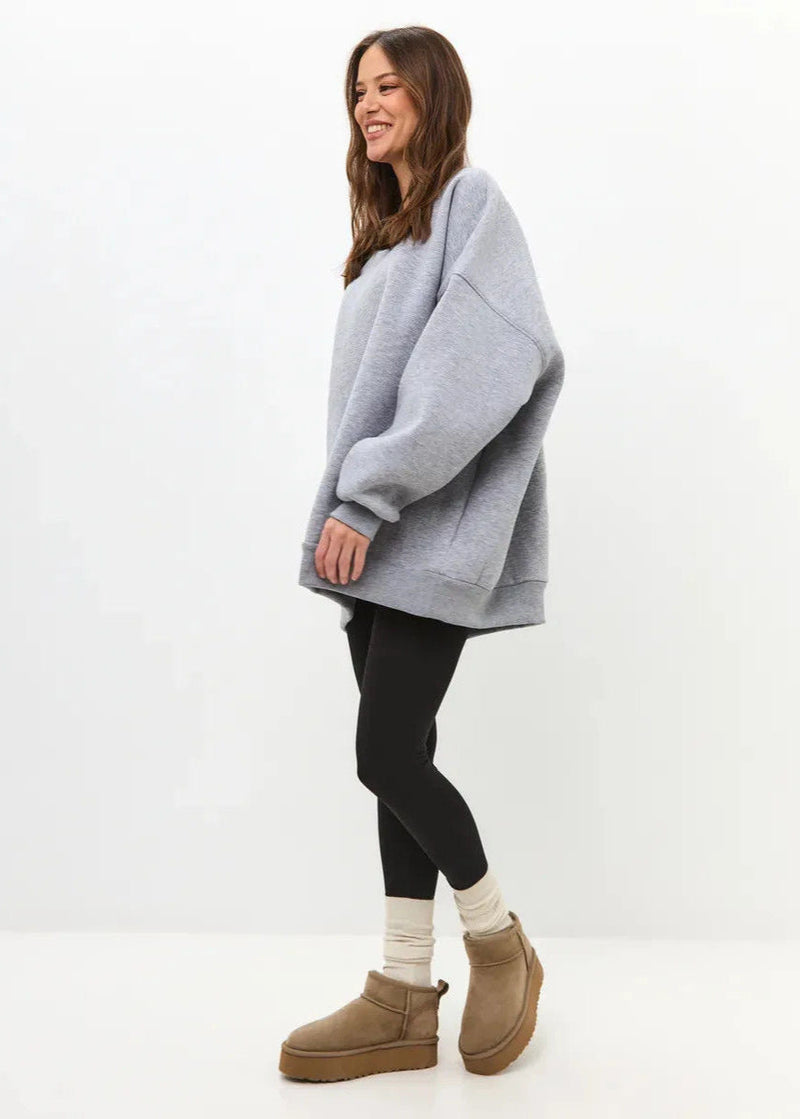 White Oversized Crewneck Sweatshirt – ’s Longline Fleece Pullover