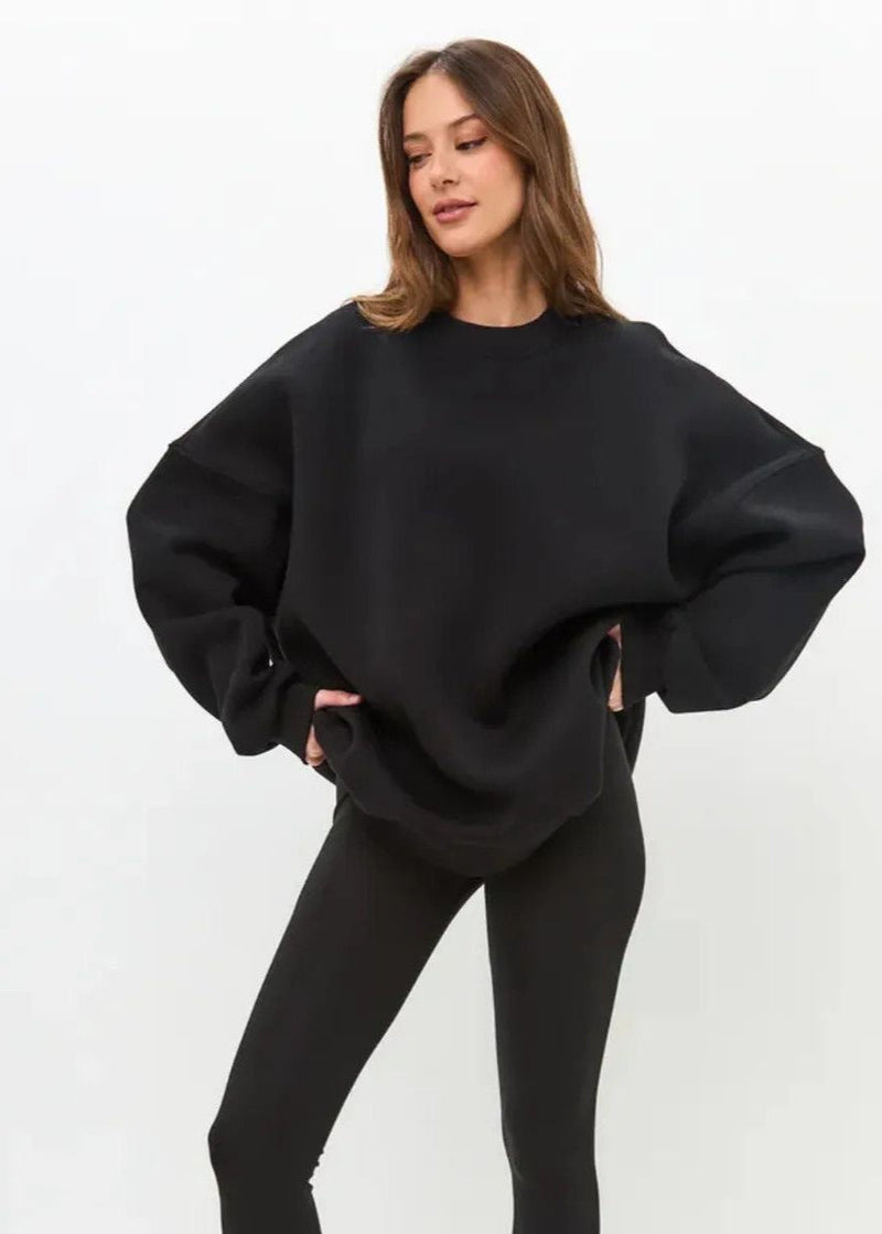 Oversized Pink Cotton Sweatshirt – Relaxed Fit, Long Sleeve Pullover