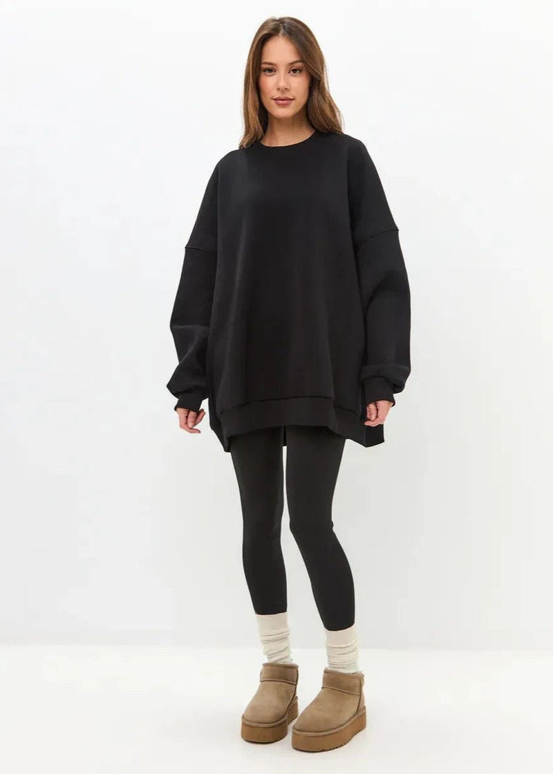 Oversized Pink Cotton Sweatshirt – Relaxed Fit, Long Sleeve Pullover
