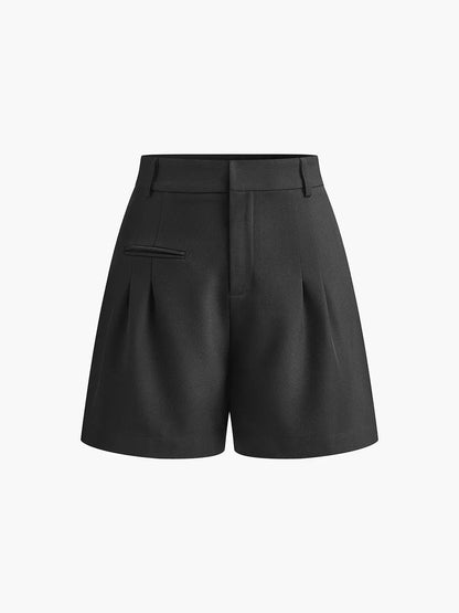 Semi-sheer Mid-waist Shorts Without Belt