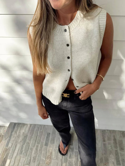 Single-breasted Button Up Sweater Vest