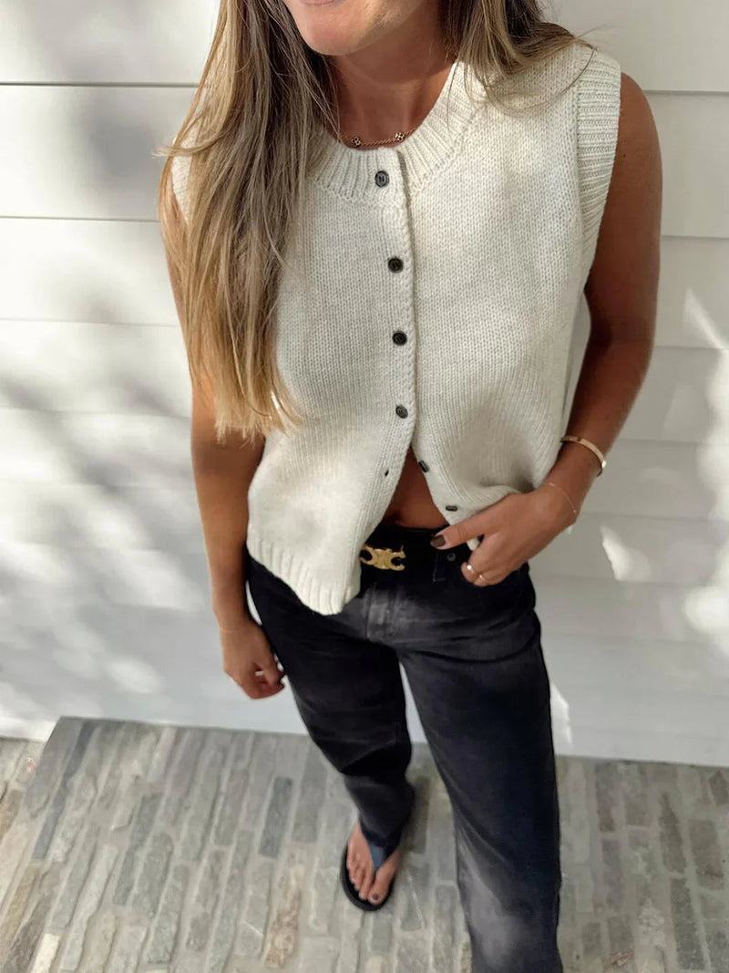 Single-breasted Button Up Sweater Vest