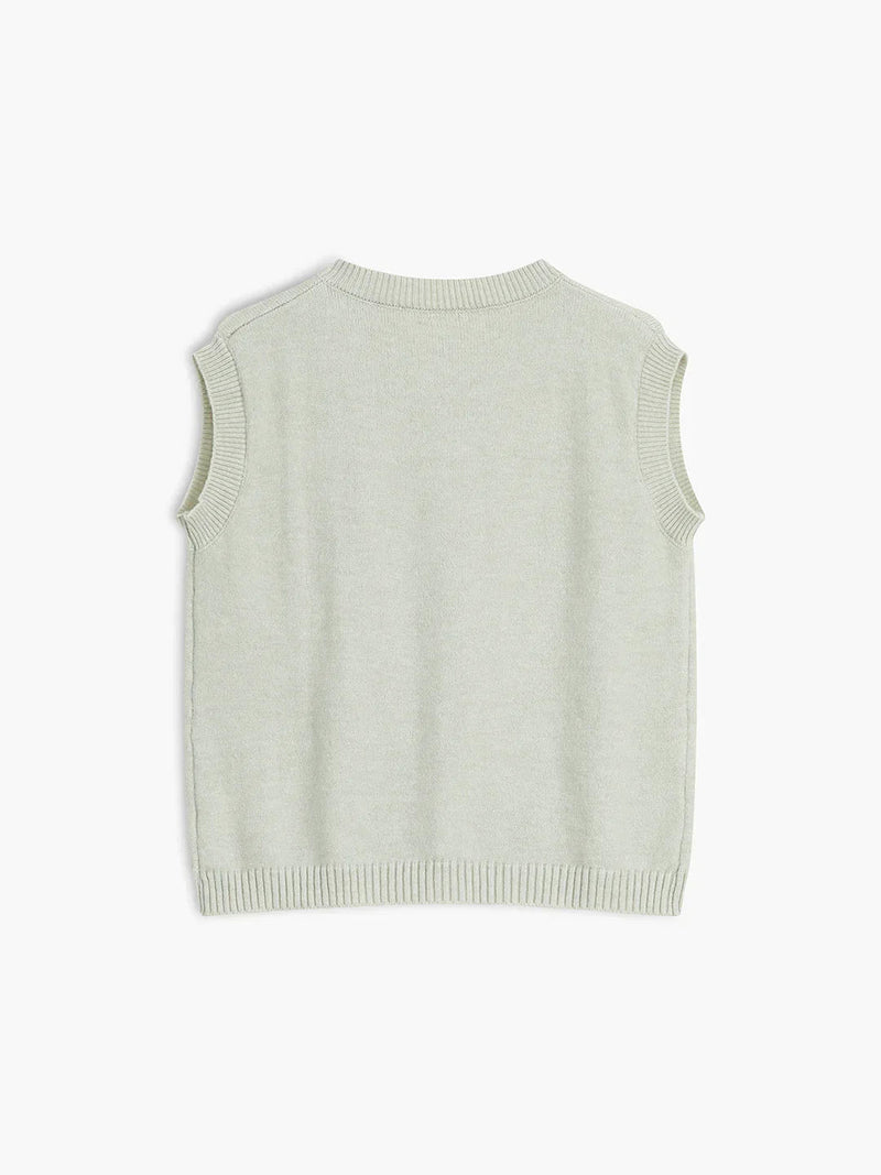 Single-breasted Button Up Sweater Vest