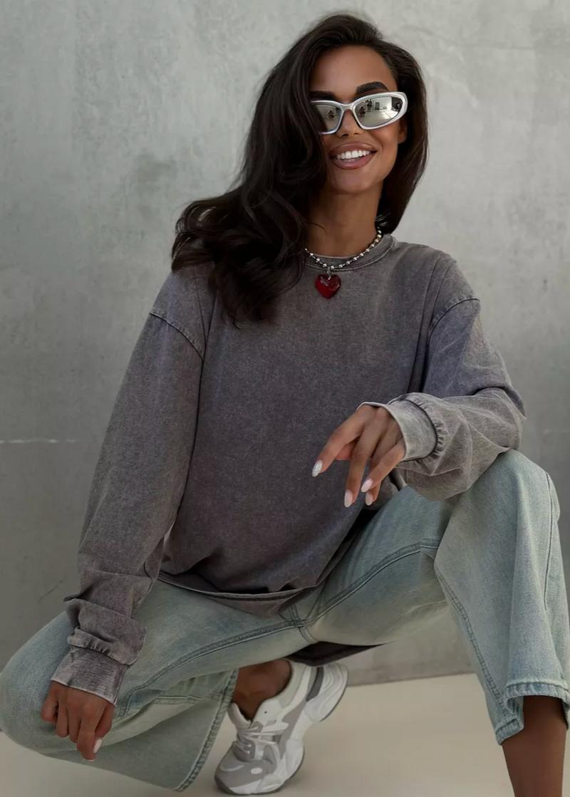 Wash Oversized Long Sleeve T-shirt – Loose Fit