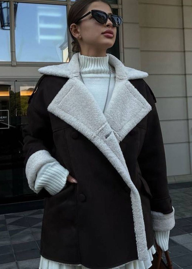 Aspen Luxe – Brown Shearling-lined Winter Coat
