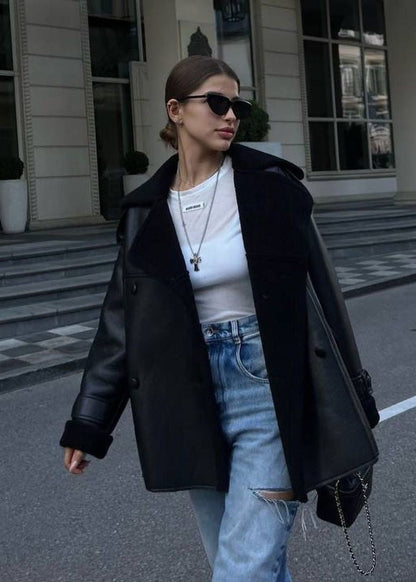 Aspen Luxe – Brown Shearling-lined Winter Coat
