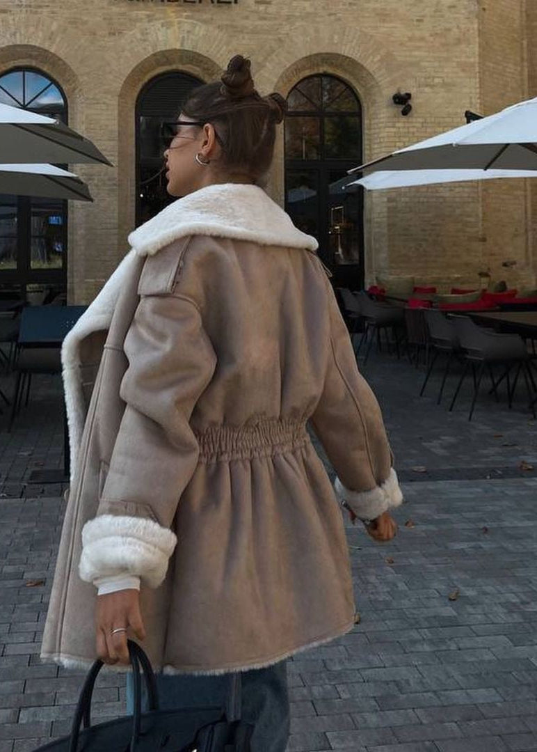 Aspen Luxe – Brown Shearling-lined Winter Coat