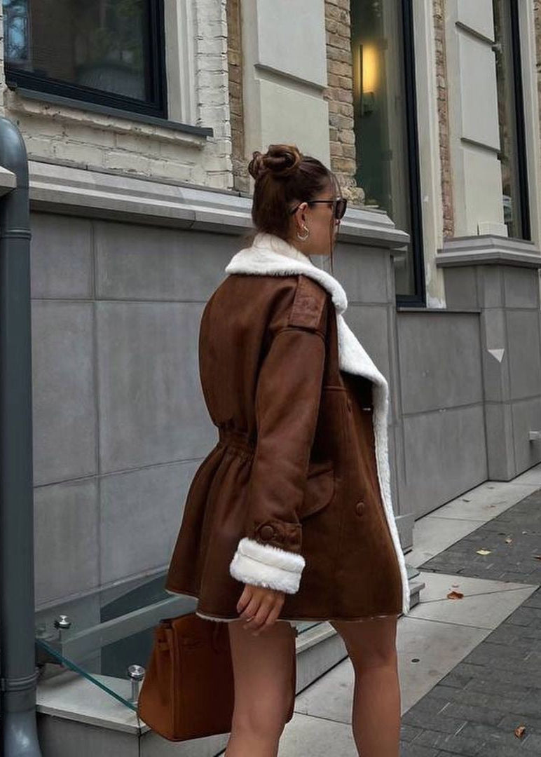 Aspen Luxe – Brown Shearling-lined Winter Coat