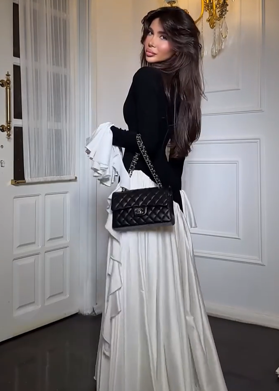 Seraphina Ruffle Sleeve Maxi Dress – Black & White Contrast Elegance