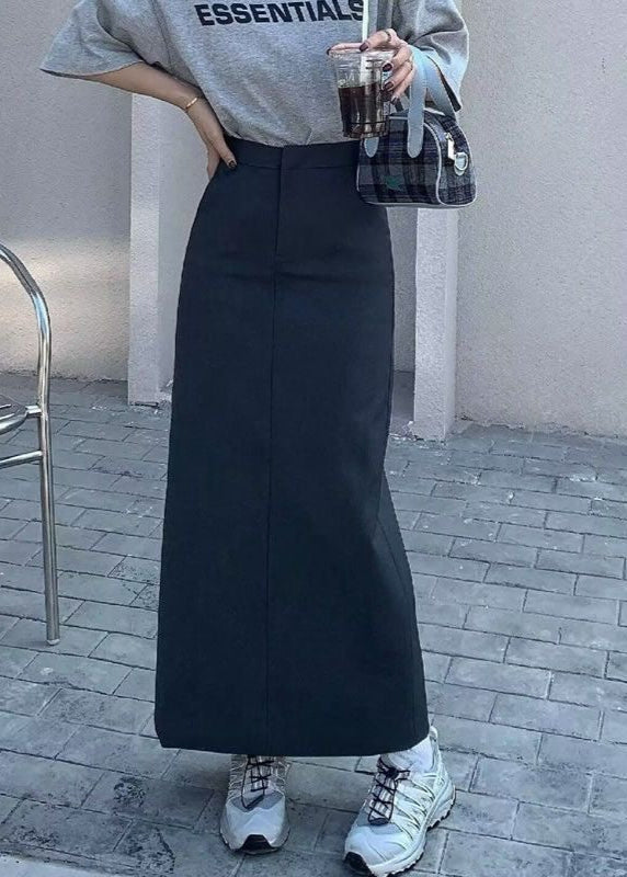 Clara High Waist Maxi Skirt – Straight Silhouette Charcoal Gray