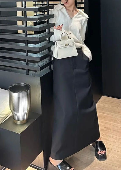 Clara High Waist Maxi Skirt – Straight Silhouette Charcoal Gray