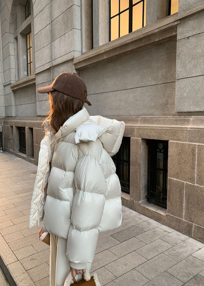 Lyra Oversized Puffer Jacket – Warm Hooded Winter Coat in Ivory