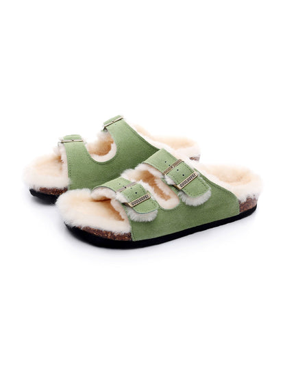 Maibulun | Dual-strap Wool-lined Suede Sandal