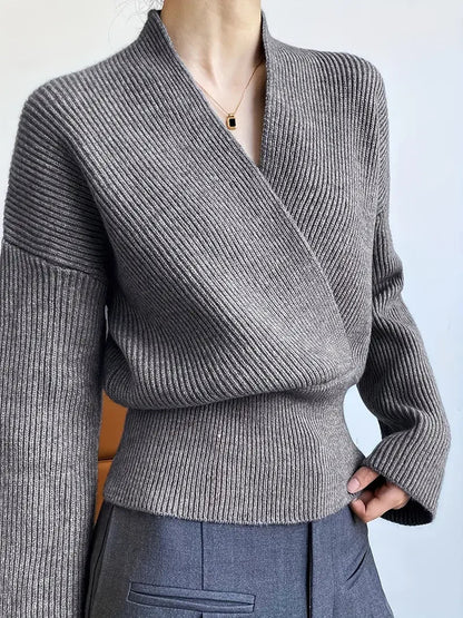 Retro Cross V-neck Knitted Sweater
