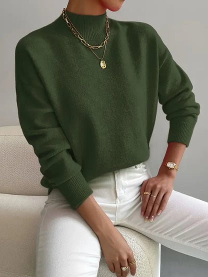 Half Turtleneck Color Long Sleeve Knitted Sweater