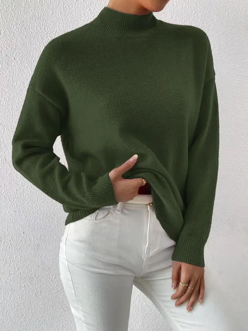 Half Turtleneck Color Long Sleeve Knitted Sweater