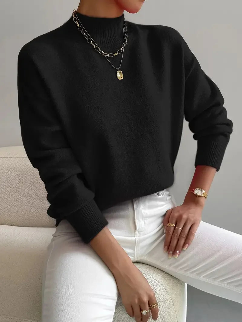 Half Turtleneck Color Long Sleeve Knitted Sweater