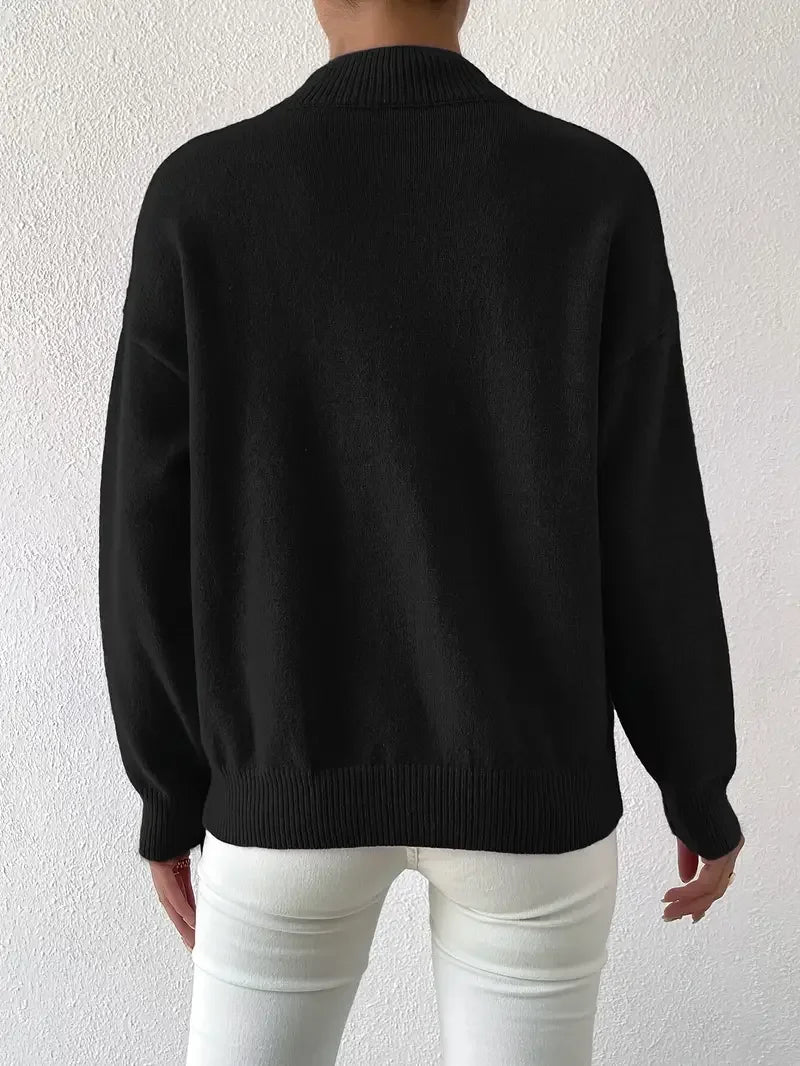 Half Turtleneck Color Long Sleeve Knitted Sweater