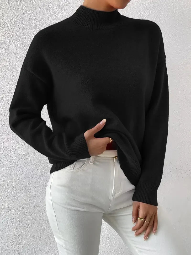 Half Turtleneck Color Long Sleeve Knitted Sweater
