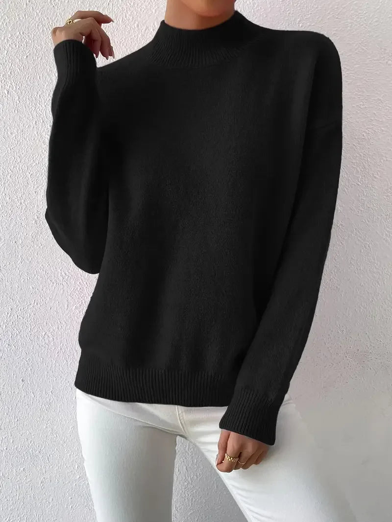 Half Turtleneck Color Long Sleeve Knitted Sweater