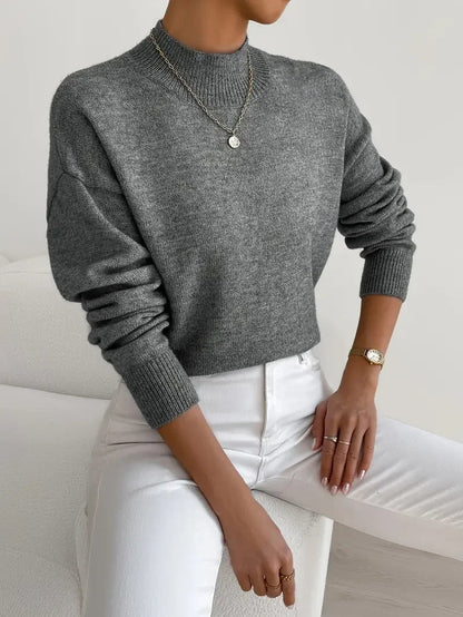 Half Turtleneck Color Long Sleeve Knitted Sweater