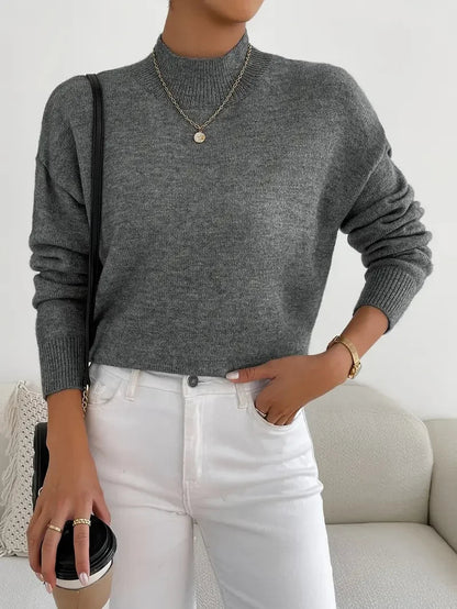 Half Turtleneck Color Long Sleeve Knitted Sweater