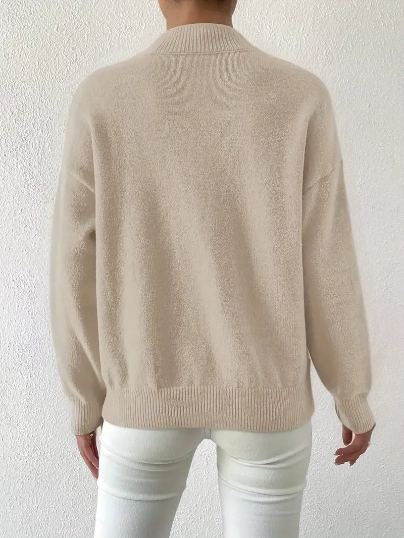 Half Turtleneck Color Long Sleeve Knitted Sweater