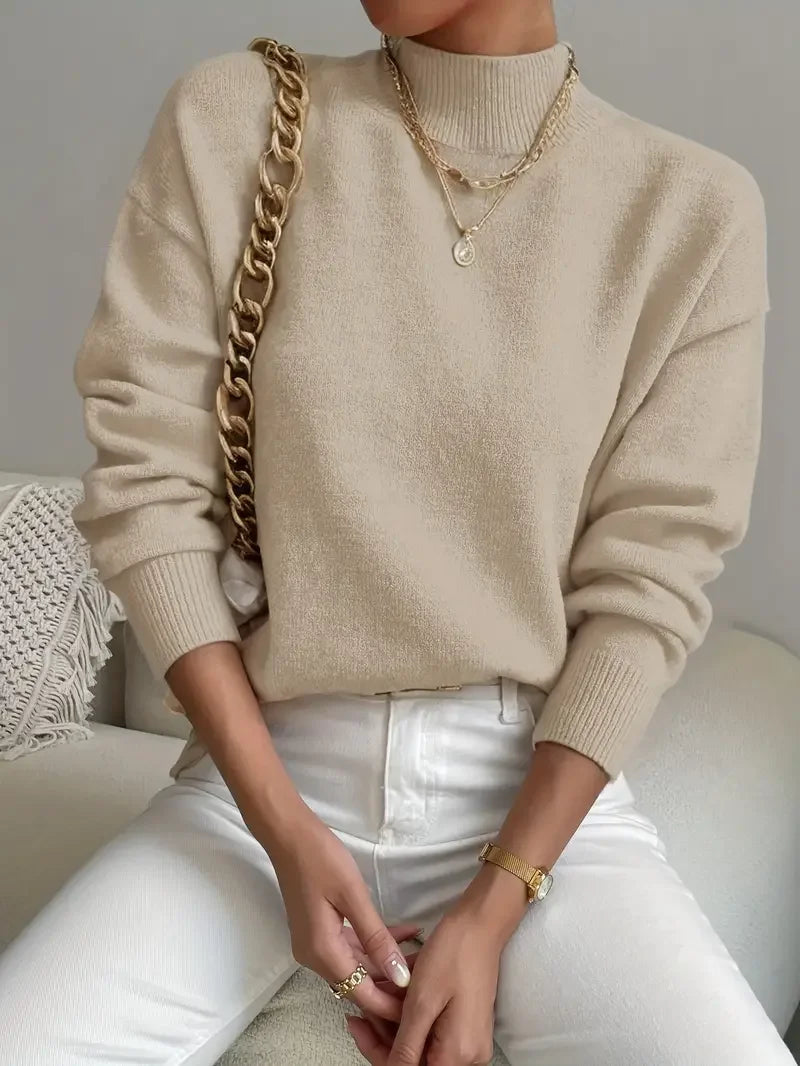 Half Turtleneck Color Long Sleeve Knitted Sweater