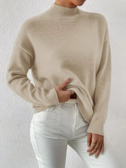 Half Turtleneck Color Long Sleeve Knitted Sweater