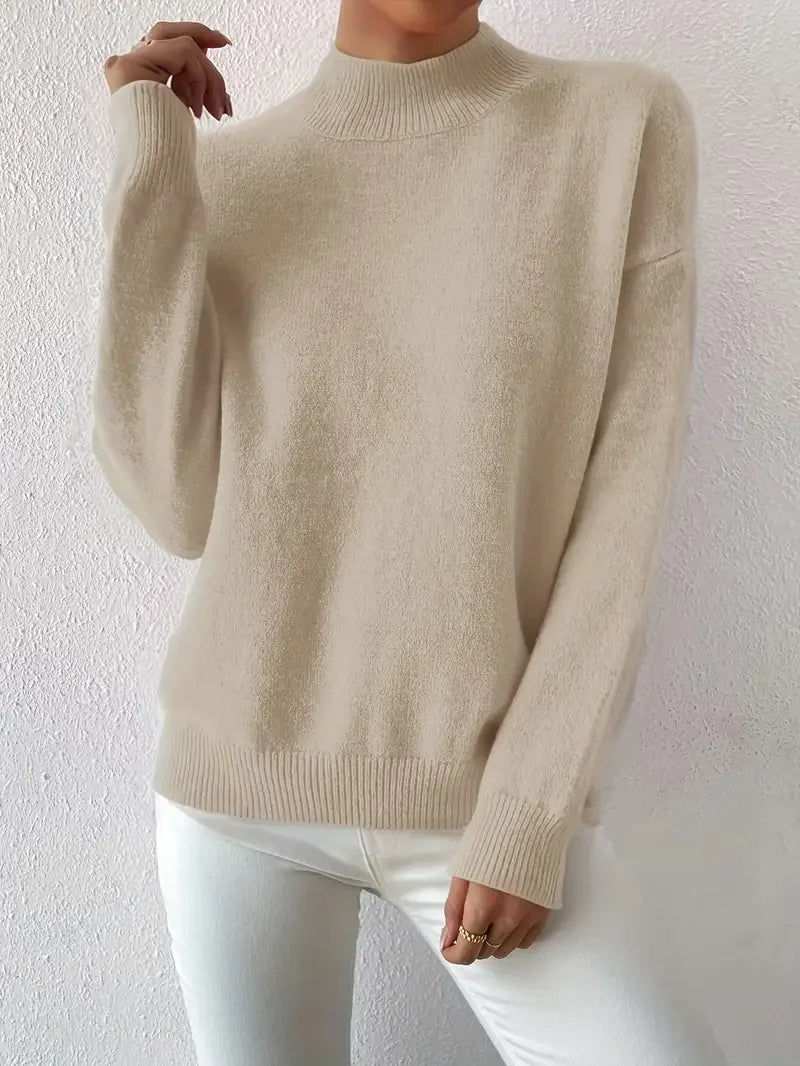 Half Turtleneck Color Long Sleeve Knitted Sweater