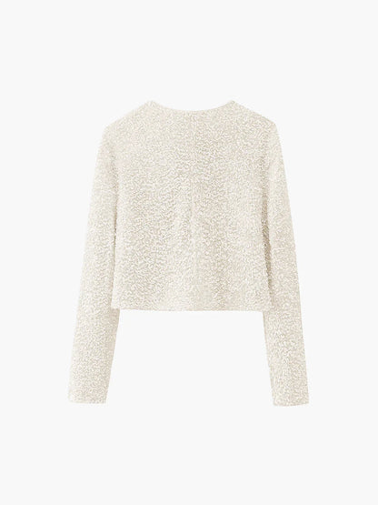 Sequined Velvet Bowknot Decor Blouse