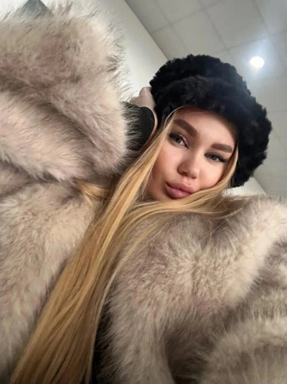 Street Week Gradient Cropped Faux Cool Fur Coat