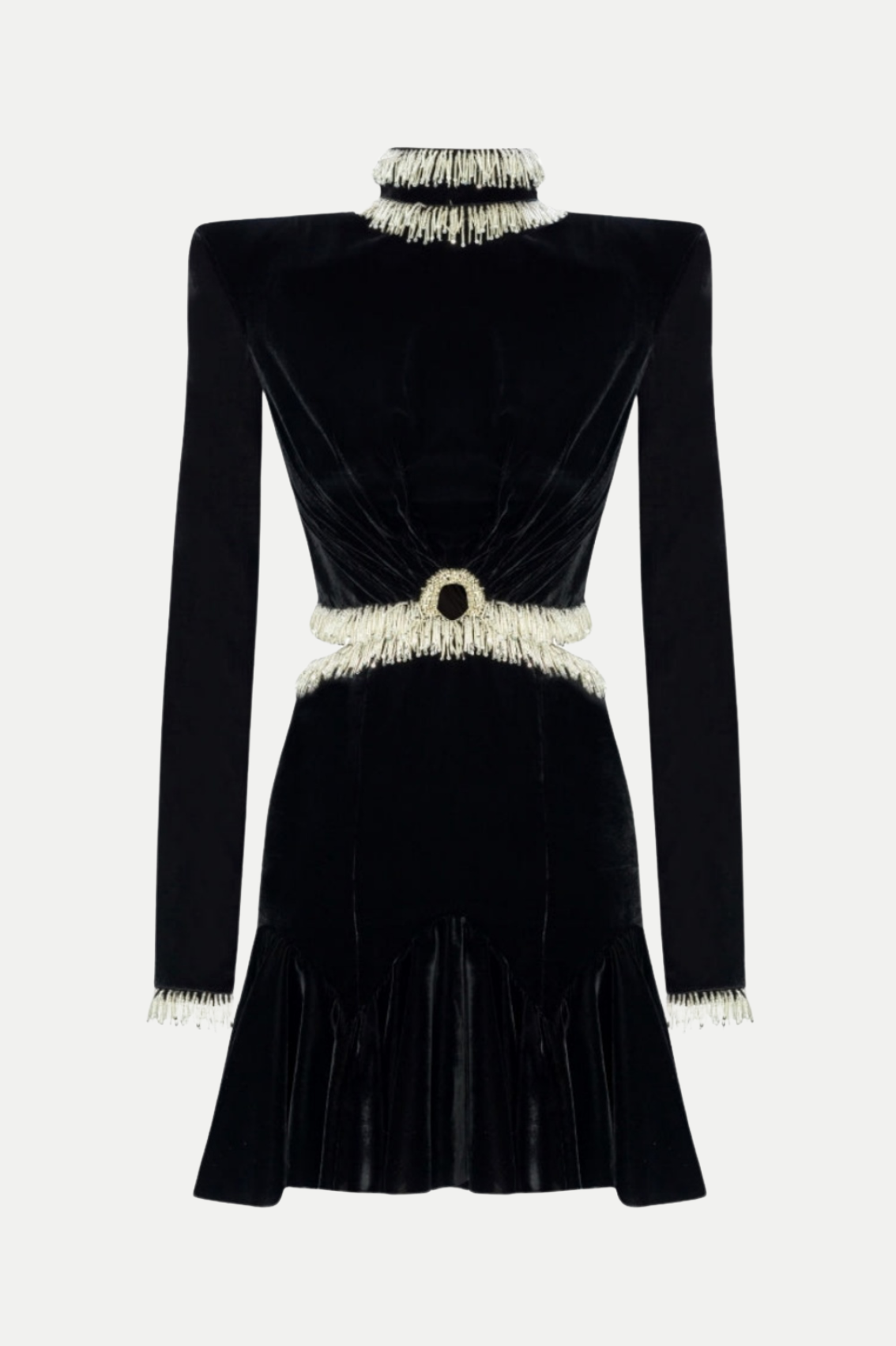 Ishika Bead-embellished Velvet Cutout Mini Dress
