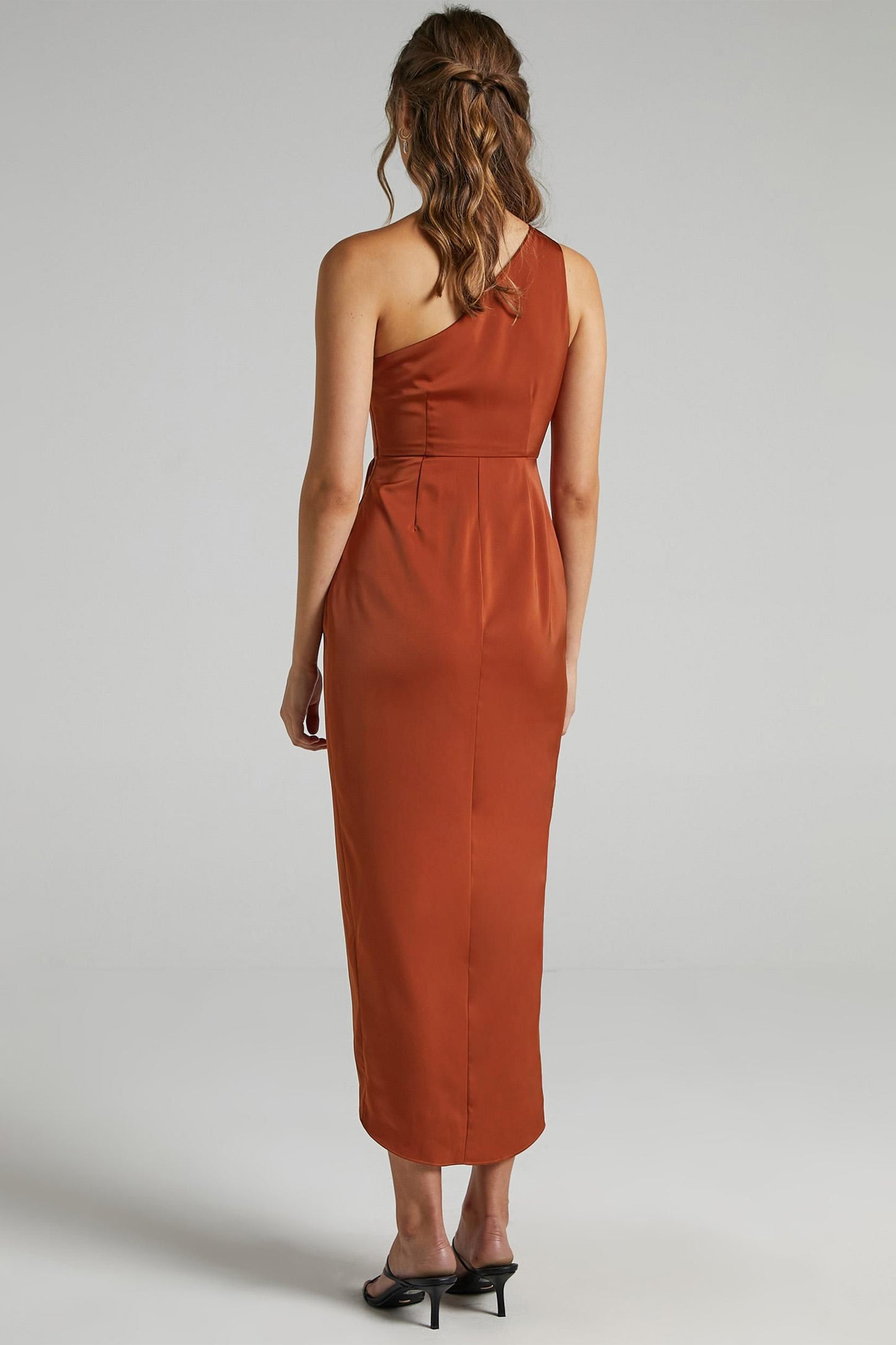 One-shoulder Backless Slit Midi Dress