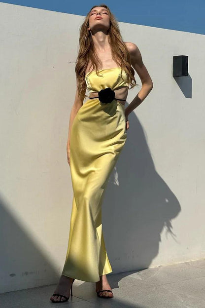 Cut-out Bustier Backless Sleeveless Maxi Dress