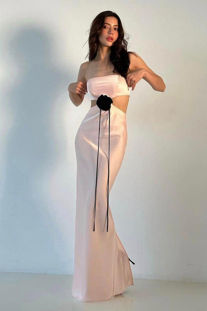 Cut-out Bustier Backless Sleeveless Maxi Dress