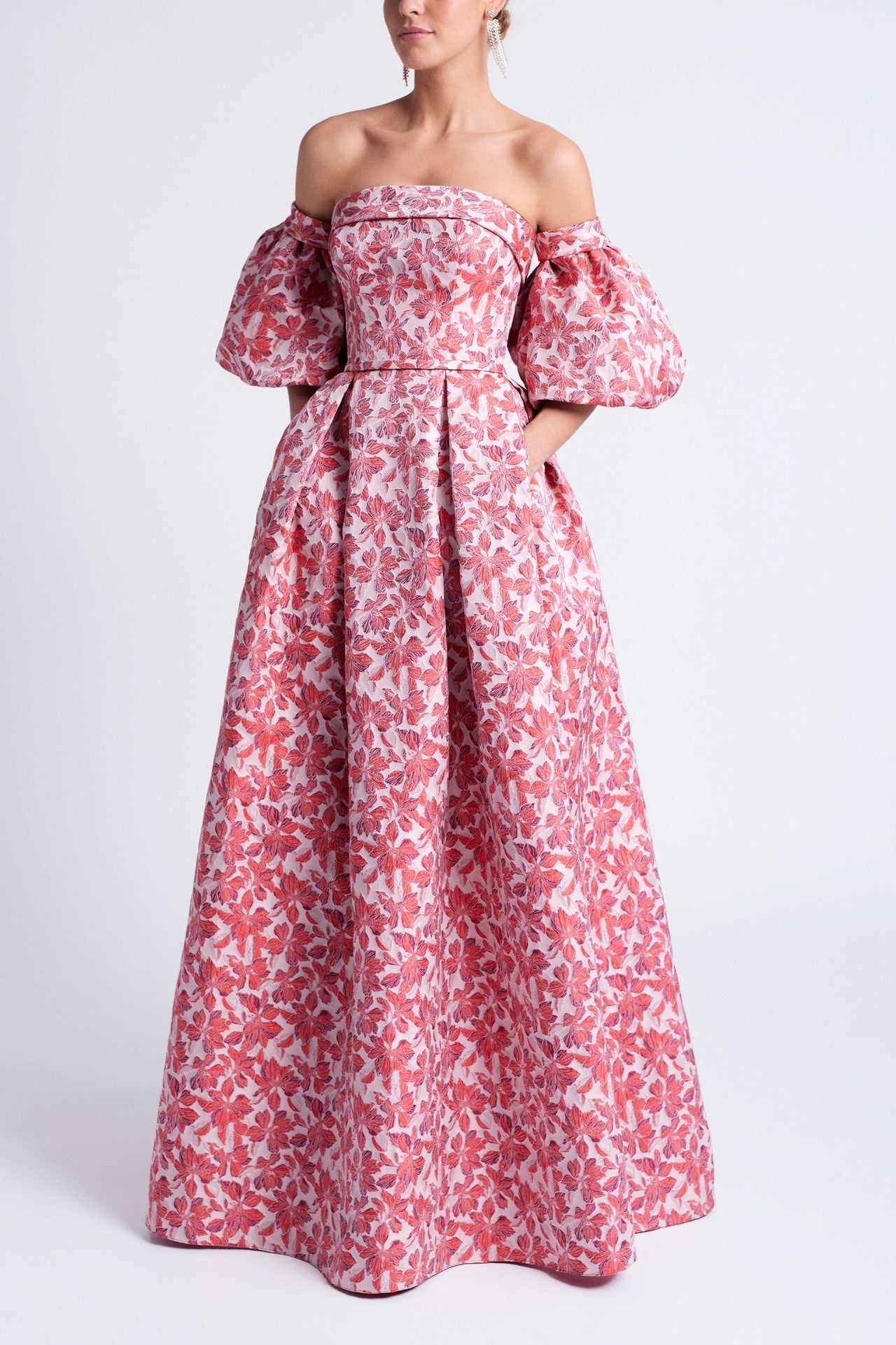 Printed Lantern Sleeve Maxi Dress