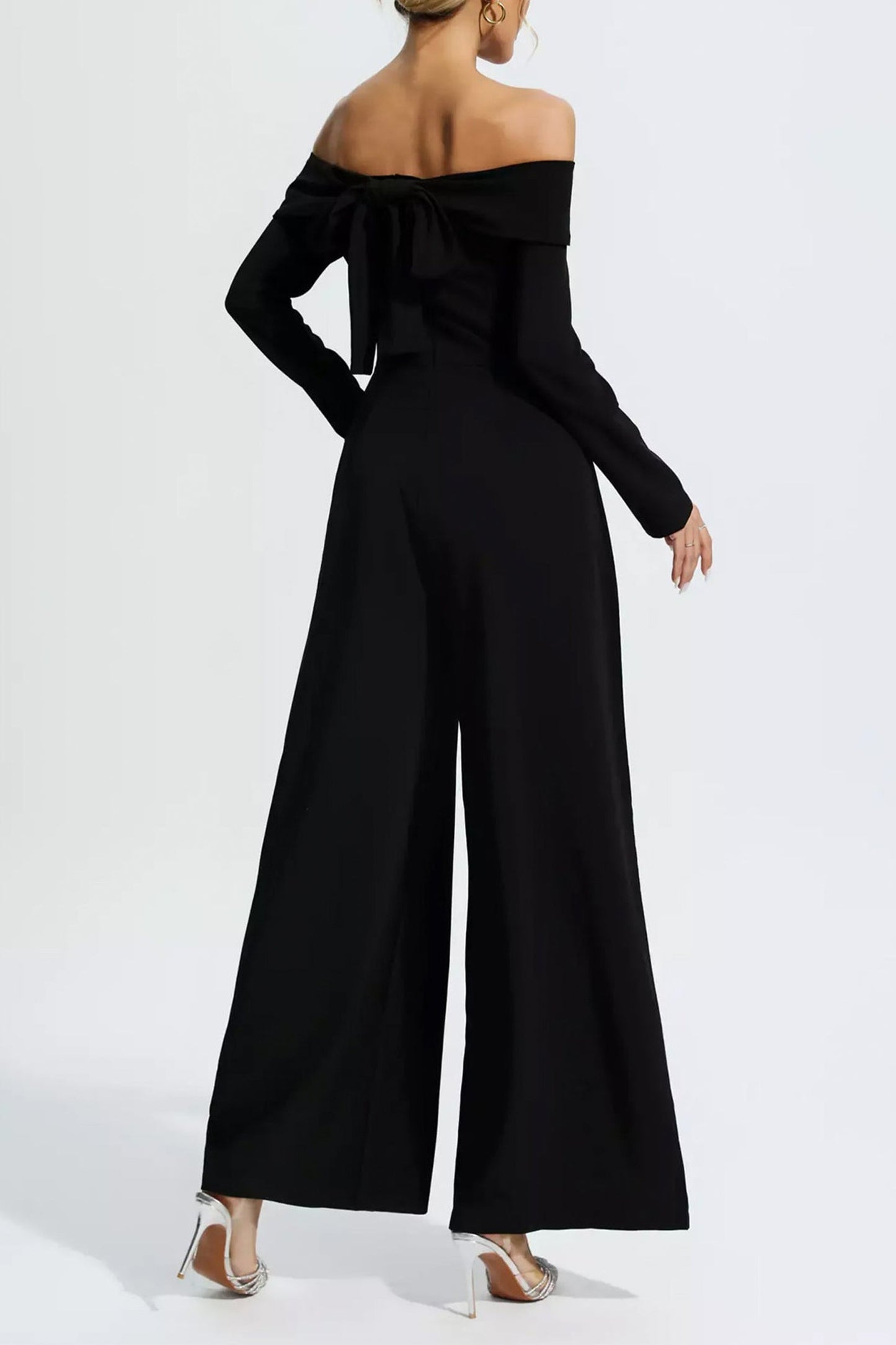 Off-shoulder Lace Up Jumpsuit