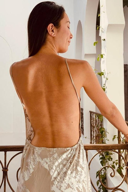 V-neck Backless Cami Maxi Dress
