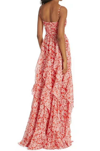 Ruched Ruffle Cami Maxi Dress