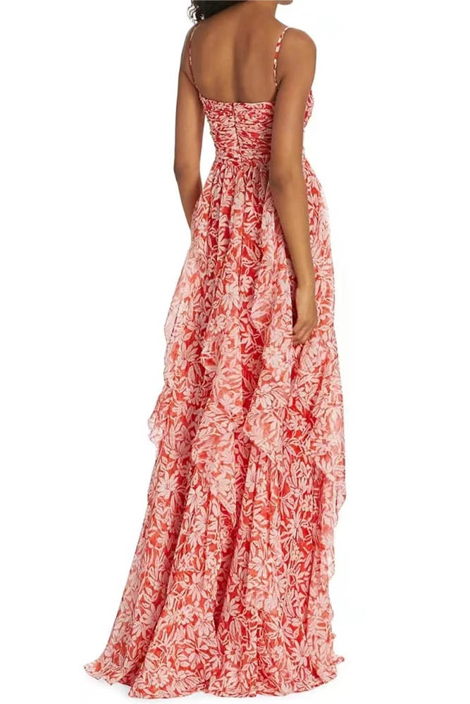 Ruched Ruffle Cami Maxi Dress