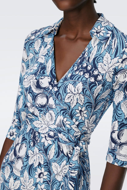 Mid Sleeve Lace Up Wrap Midi Dress