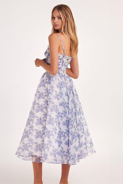 Backless Lace Up Slip Midi Dress