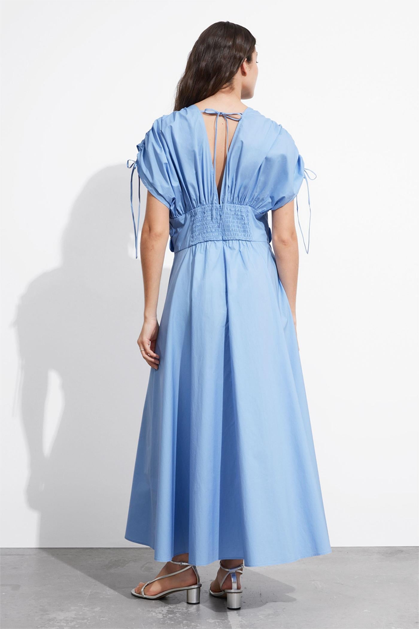 3d V-neck Lace Up Midi Dress