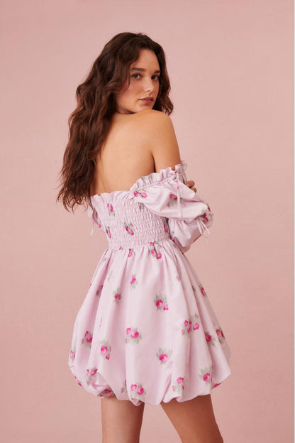 Smocking Lace Up Mini Dress